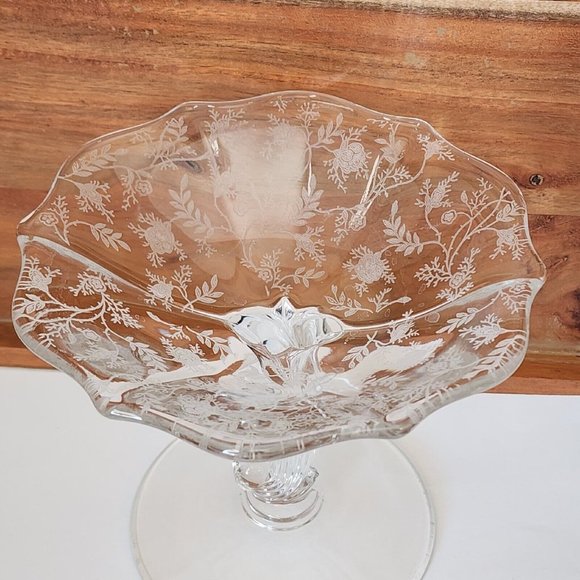 Fostoria Baroque Shirley Compote Pedestal Cheese Plate Stand Depression Glass - Picture 5 of 13